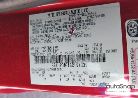 2011 Ford Fusion Sel from USA, damaged, VIN 3FAHP0JG1BR151335